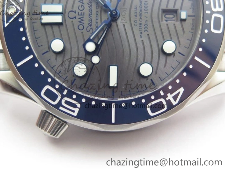 0324 Seamaster Diver 300M ORF 1:1 Best Edition Blue Ceramic Gray Dial on SS Bracelet A HighQuality 7867